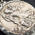 1888年 英國古董 純銀製阿爾伯特鍊 Fancy Link 42g 聖克里斯多福純銀獎章吊飾